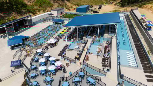 Level5 five-level pool amphitheater at Backwater Jacks Lake of the Ozarks