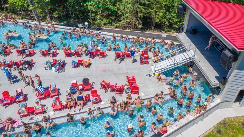High Tide Pools day club with swim-up bar at Redhead Yacht Club Lake of the Ozarks